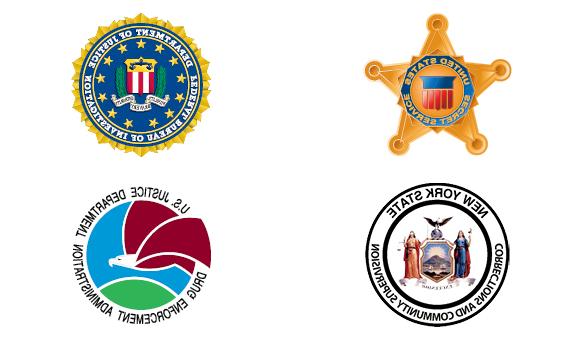 刑事司法职业的标志:美国特勤局, 美国联邦调查局, NYS修正, 美国缉毒局 