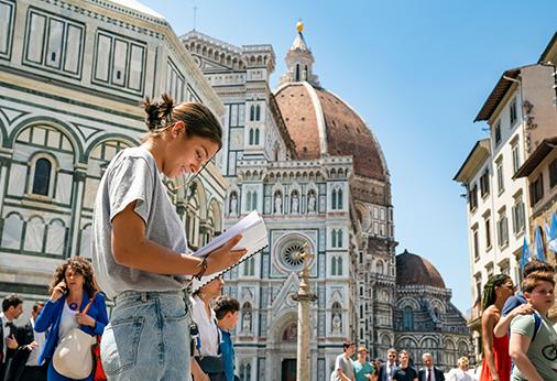 An image of ​ Marist student exploring Marist Italy’s campus in historic Florence.  ​
